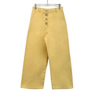 Chanel Yellow High-Waist Wide-Leg Cotton Pants